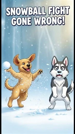 “Golden & Frosty – Snowball Catastrophe! ❄️😂”