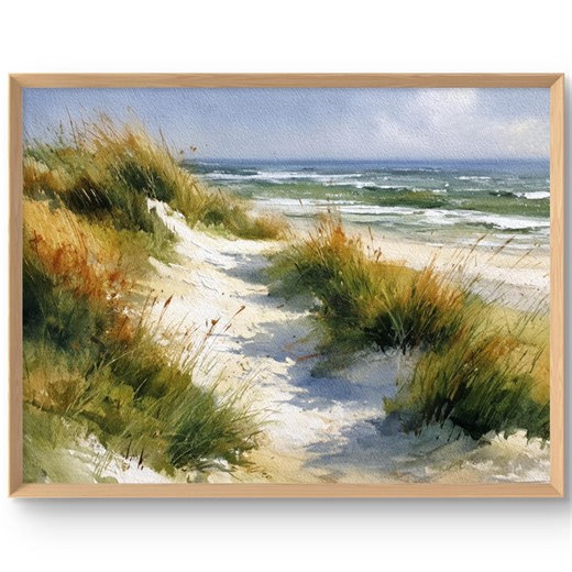 Cape Cod Dunes Art Print: Coastal Landscape, New England Watercolor Style Wall Decor - Etsy