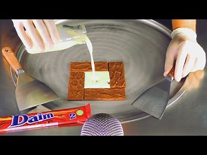 ASMR - Daim Chocolate Caramel Bar Ice Cream Rolls | oddly satisfying rolled fried Ice Cream Recipe