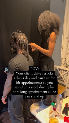 I’m not for social media, I’m always for my clients 💯 I real life go the extra mile for my clients to feel comfortable, catered too and cared for beyond just braids! My client requests “standing appointments” due to him having to sit all day long on the road. Even Sitting for too long can cause many health issues such a dangerous blood clots , that a lot of people don’t know about. I’m always more than happy to accommodate my clients especially knowing my accommodations are helping his actual h