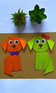 Make a cute paper dog with your child that they can use at school. | crafts for kids