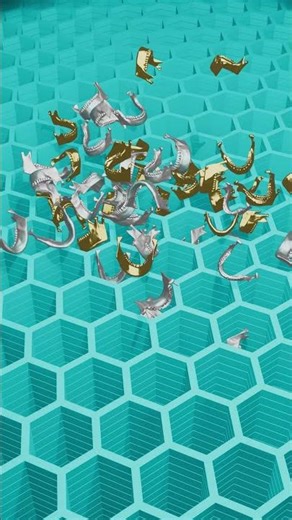 Jaw-Dropping Honeycomb Grid Chaos 🤯✨ | 64 Jaws Drop Simulation