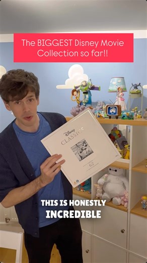 Tom Burns on Instagram: "The BIGGEST Disney Movie collection?! This is the new Disney Classic 62 Movie collection that presents all of Disney’s classic movie and animation in an iconic storybook style display! Big thank you to @disneyuk for GIFTING this insane product! My first watch? Chicken Little 😅 it’s available at a range of places if you’re in the UK & Disney fans - it’s iconic! #disney #disneymovies #disneyclassics #disneyclassics #disneycollector"