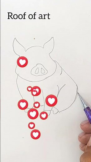 Fast Piglet Drawing//How to Draw a Cute Little Pig? Easy & Fun Sketch