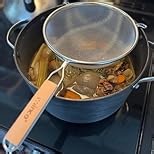 Winco Strainer with Single Fine Mesh, 8-Inch Diameter, Medium, Stainless Steel, Tan,Silver