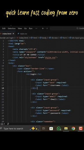 Build a Login Page in 30 Seconds | Usin HTML5 CSS3