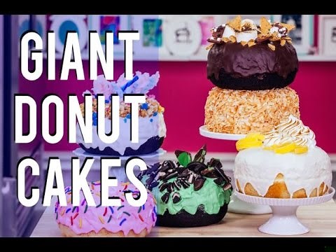 How To Make SIX Different GIANT DONUT CAKES! Drizzled with Chocolate & Vanilla Donut GLAZE