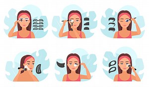 How to use makeup stencil, tutorial and infographic set vector...