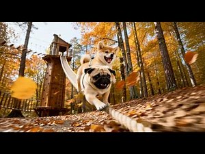 【可愛すぎ注意】秋の森のわんこアスレチック！