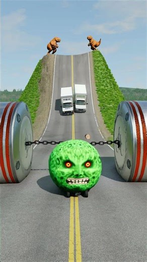 Cars & Cargo vans vs Chained Hydraulic Crush - BeamNG.drive