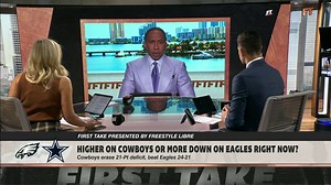 Stephen A. Smith reacts to the Dallas Cowboys overcoming a 21-0 deficit to defeat the Philadelphia Eagles, 24-21 ✍️ | ESPN First Take