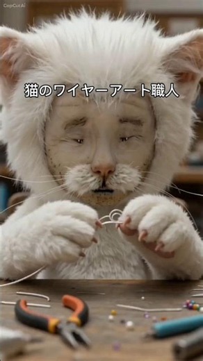 【ワイヤー】#猫 #猫のいる暮らし #ネコ #猫スタグラム #白猫 #癒やし動画 #驚き #にゃんすたぐらむ #ワイヤーアート #catstagram #catlover #wireart #髪飾り