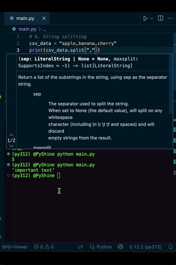 Important STRING operations in Python ⚡️ #shorts