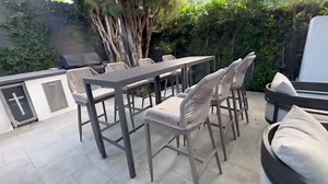 PURPLE LEAF Counter Height Bar Stools Set of 4 Woven Aluminum Modern Barstools with Back and Arms for Patio Balcony Pool Accent Outdoor Kitchen Counter Stool Chairs