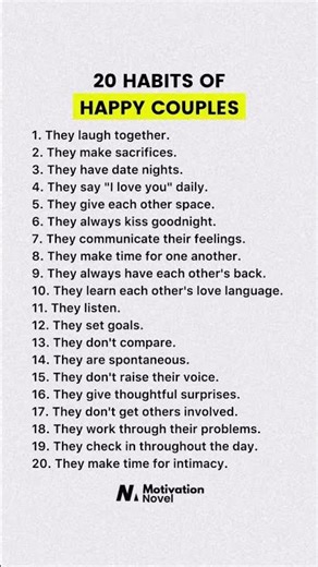 20 Habits of Happy Couples ❤️ #relationshiptips #psychologyfacts #shorts