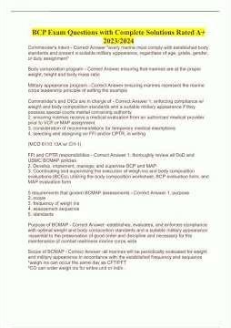 BCP Exam Questions with Complete Solutions Rated A 2023/2024