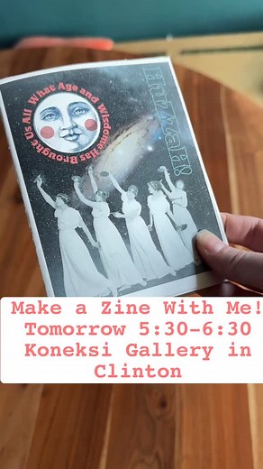 I am participating in a skill share event in person about Zines! In 10 minutes or less, I will show you how to make a quick magic zine and we will learn what a zine actually is and why we need to make more. I’ll hand out a simple guide and a free zine! Tomorrow at 5:30 @koneksigallery #whidbeyprintshop #zinemaking #storytelling | Feather and Fox Print Co.