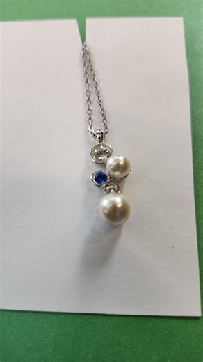 Pearl and Rhinestone Pendant Necklace Set in Silver-toned Bezel - Etsy