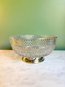 Vintage German Cut Glass Compote Bowl: Silver Plated Pedestal - Etsy