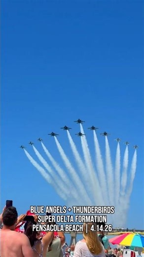 Super Delta Over Pensacola Beach 🇺🇸 Blue Angels + Thunderbirds 4/14/26 ✈️