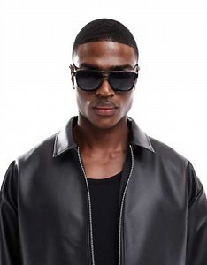 ASOS DESIGN aviator sunglasses in black | ASOS