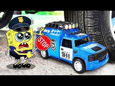 PLEASE NO!! Experiment Car vs SpongeBob Toys | Crushing Crunchy & Soft Things | WOA Doodland