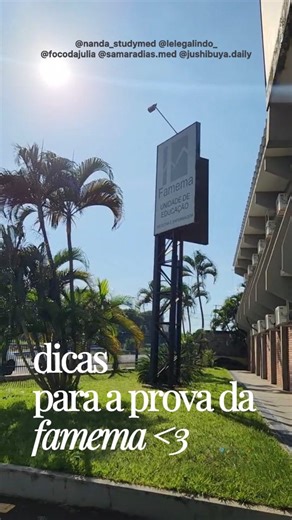 Desempenhos Med on Instagram: "✨️ Dicas para o vestibular da Famema - Faculdade de Medicina de Marília ✨️ O Aulão Famema já passou e foi incrível, mas, para quem não conseguiu estar presente, as meninas vieram trazer algumas dicas essenciais para o vestibular da Famema, que acontece dia 20/11, na quinta-feira! 😍 1. Tome cuidado com o tempo! Se estiver com o tempo apertado, não faça rascunho nas dissertativas, passe direto para o gabarito. Não gaste muito tempo em uma questão! Se não estiver con