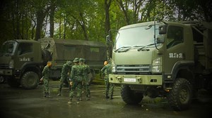 Large net set up to capture elephant carcasses