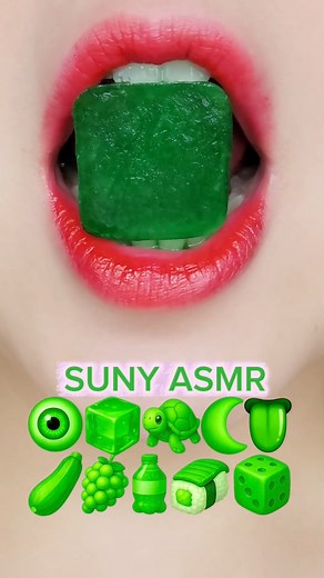 Asmr green candy’s food challenge for relaxing eating sound #asmr #eating #mukbang | Suny Asmr