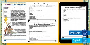 Sixth Grade Greek Gods and Demigods Fact File and Vocabulary Questions