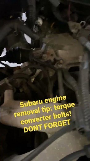 Subaru Engine removal tip: don’t forget the torque converter bolts! #subaru #autorepair #shorts