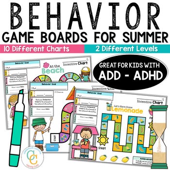 Behavior Charts Game Boards for Kids with ADHD/ADD Management Summer
