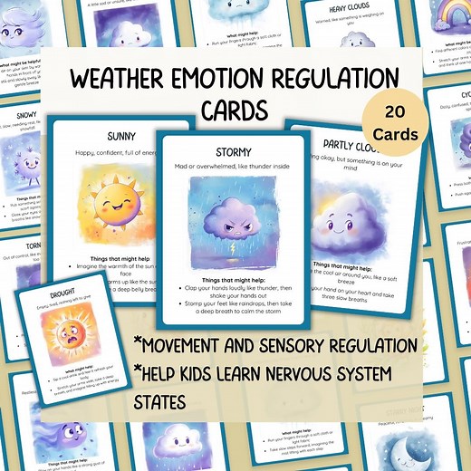 Kids Weather Emotion Cards | Emotional Regulation and SEL Tool | Nervous System States - Etsy