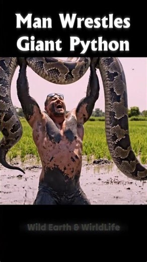 Man Wrestles Giant Python #nature #animals #wildlife #animalworld