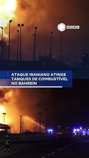 Ataque iraniano atinge tanques de combustívelno Bahrein. 📲 #RecordNews #Shorts