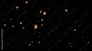 Asian fire lanterns launching during festival yee peng festival. Loy Krathong celebration, Chiang Mai, Thailand
