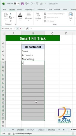 Ctrl + Enter Magic 😲 | Fill Multiple Cells at Once in Excel #excel #exceltips ‪@GlobalComputerWorld‬
