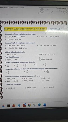 6th grade maths worksheet 5
