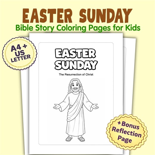 Easter Sunday Coloring Pages for Kids | Resurrection of Jesus Story | Bible Activity Pack - Etsy