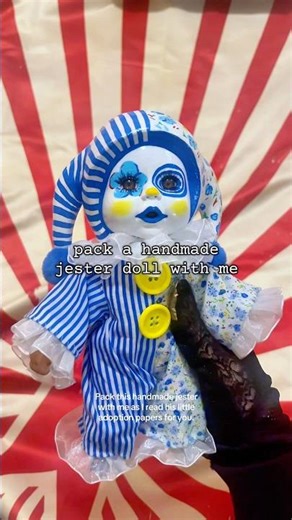 Handmade Jester doll with adoption papers — clown doll pack with me