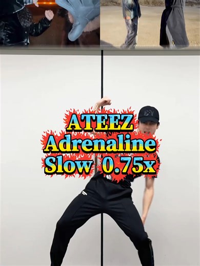 ちょーアドレナリン出して踊るやつだ😍これまででもかなり楽しいダンスだったよ〜！SANカッコよすぎ ATEEZ 'Adrenaline' 🫀 Dance Tutorial Mirrored Slow 0.75x | ダンス解説♪反転ミラー✨ゆっくり簡単練習 #ATEEZ #Adrenaline #DanceTutorial #ダンス解説 #ATINY