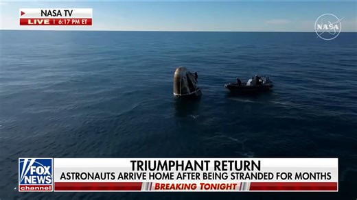WELCOME HOME: Dolphins greet astronauts Barry “Butch” Wilmore and Suni Williams as they safely splash down in a SpaceX capsule off the coast of Florida after spending over nine months on the International Space Station. | Fox News