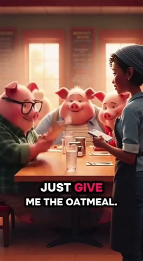 Pigs out for breakfast #AI #animation #funny #breakfast #pig #fyp #oatmeal #restaurant #3danimation