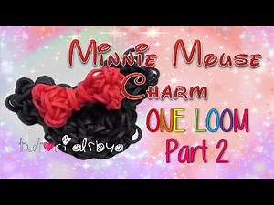 Part 2- 1 LOOM Minnie Mouse Rainbow Loom Charm Tutorial