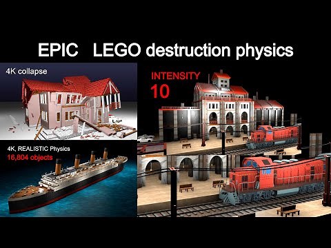 3D Lego Collapse Compilation (Train Station, Titanic, City, Construction Site)