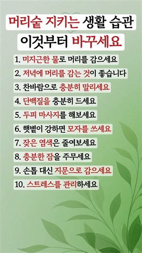 탈모 예방하는 습관 10가지