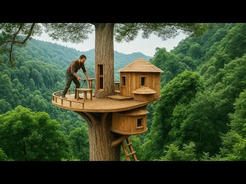 Building a Treehouse Shelter Deep in the Jungle | Primitive Survival Skills