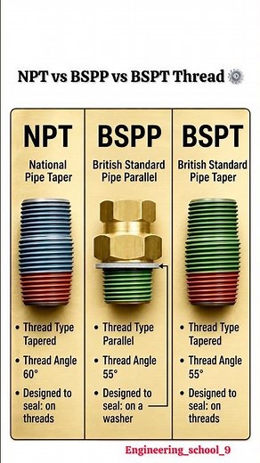 NPT vs BSPP vs BSPT Thread Difference Explained | Pipe Thread Standards Comparison 😱