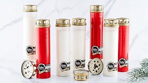 12er Set HOFER GRABKERZEN groß mit Deckel [rot] 120 bis 140 Std. Brenndauer | Trauerkerzen mit Deckel | Grablicht, Friedhofskerze | Kerzen für Grabdeko und Grabschmuck...