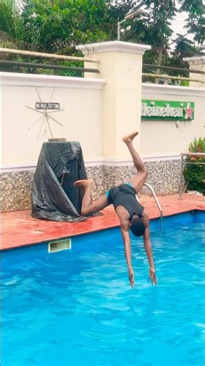 High jump Dive Swimming trick in cold pool 🏊‍♀️😂 #funny